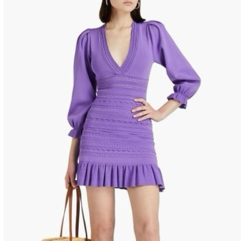 SANDRO purple bodycon frilly dress, size 40